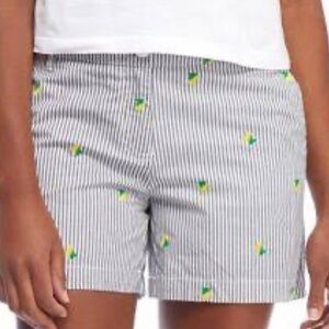 NWT lemon shorts Crown & Ivy lemon embroidered striped print 5” inseam size 12